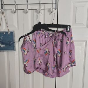 Boohoo Purple Unicorn Print Women's Shorts